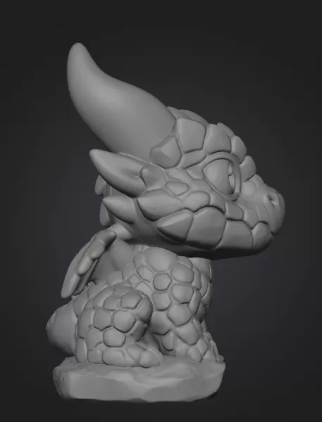 Baby Stone Dragon STL File 3D Printable Fantasy Dragon Figurine - Model preview 11