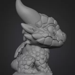Baby Stone Dragon STL File 3D Printable Fantasy Dragon Figurine - Model thumbnail 11