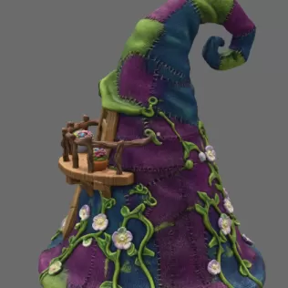 Whimsical Wizard Hat House STL File 3D Printable - Model thumbnail 5