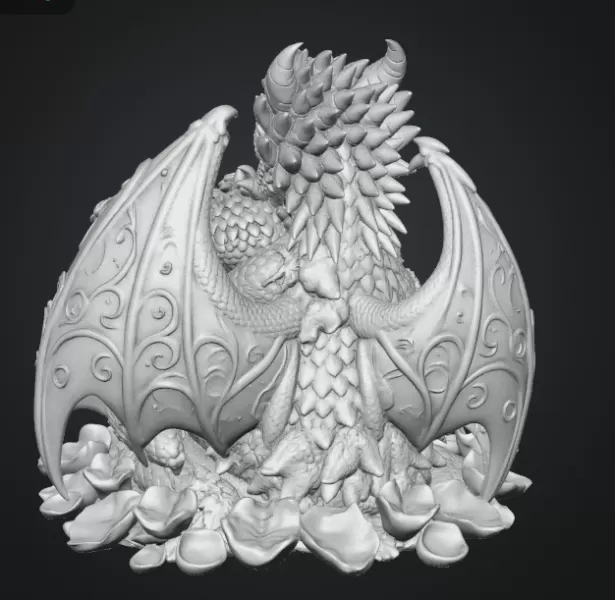 Rose Dragon Mother and Baby STL File for 3D Print - Model preview 15