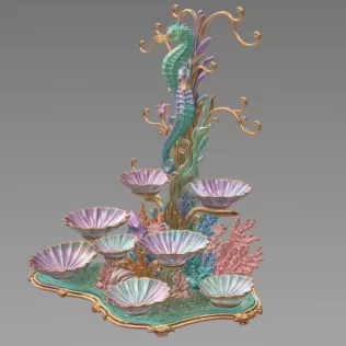 Seahorse Coral Shell Bowl Organizer STL File for 3D Print - Model thumbnail 9
