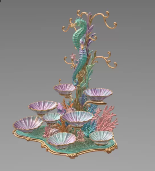 Seahorse Coral Shell Bowl Organizer STL File for 3D Print - Model preview 9
