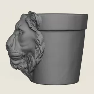 Lioness Head Planter - Model thumbnail 4