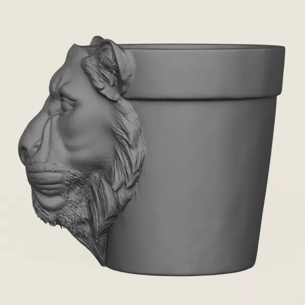 Lioness Head Planter - Model preview 4