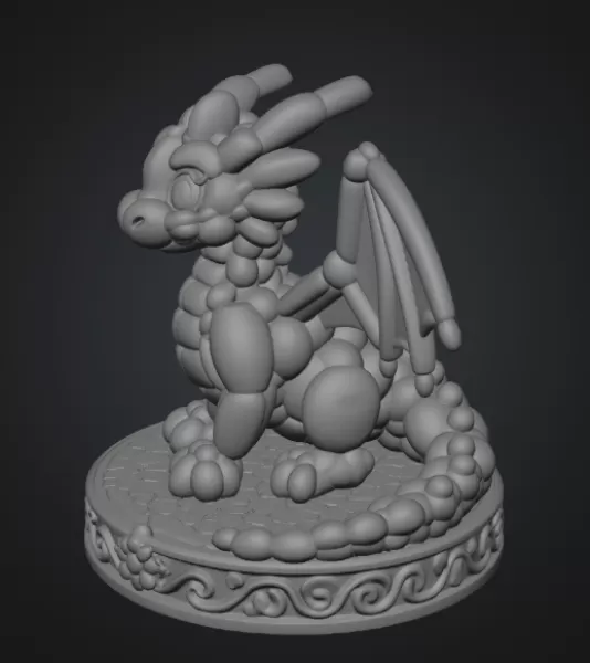 Cute Balloon Baby Dragon STL File for 3D Print - Model preview 8
