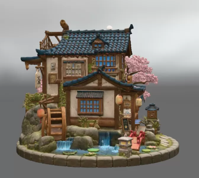 Japanese Tea House STL File for 3D Print - Model preview 11