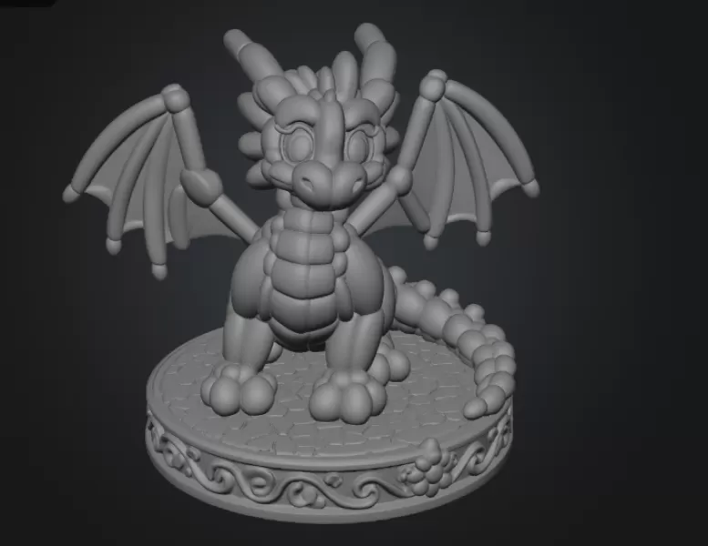 Cute Balloon Baby Dragon STL File for 3D Print - Model preview 10