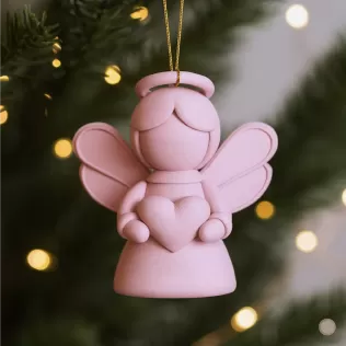 Cute Christmas Angel Figure Set | 2 pcs Guardian Angels | Heart - Model thumbnail 2