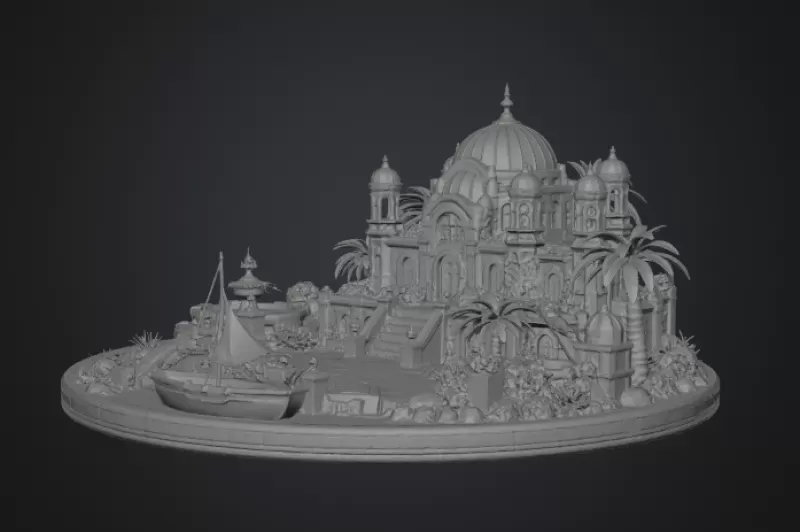 Azure Oasis Palace STL File for 3D Print - Model preview 13