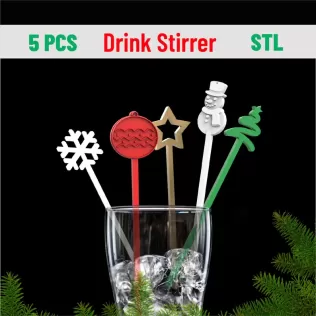 5 pcs. Christmas Drink Stirrers, Mini Bundle Party Decoration