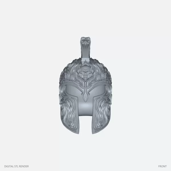 Flame Relief Crested Helmet Miniature - 100 mm STL - Model preview 2