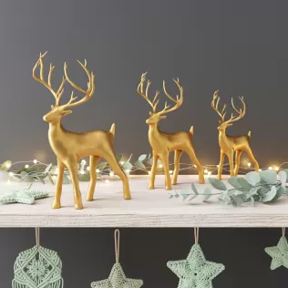 3 pcs. Miniature Deer Family, Christmas Decor Reindeer Set - Model thumbnail 3