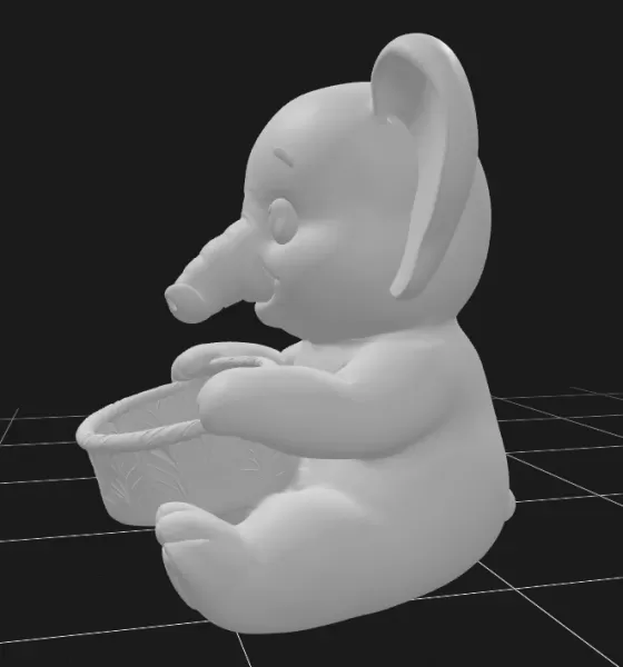 Cute Elephant with Gift Basket - Model preview 3