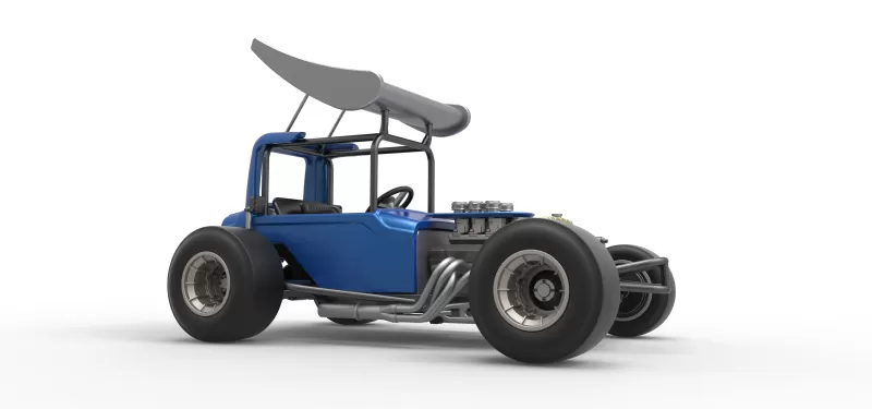 Vintage Winged Supermodified stock car Version 2 Scale 1:25 - Model preview 25