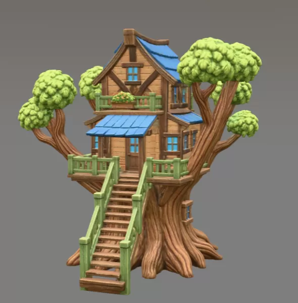 Fantasy Treehouse STL File for 3D Print - Model preview 3
