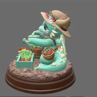 Cute Farmer Dragon Figurine STL File for 3D Printing - Model thumbnail 4