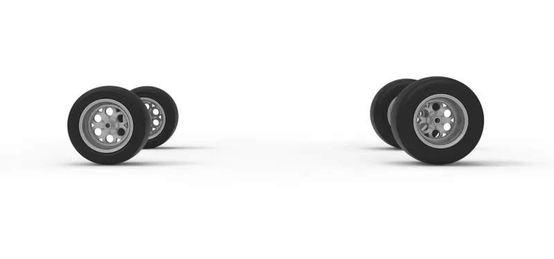 Wheel Set of Experimental Pavement Silver Crown Car Scale 1:25 - Model preview 4