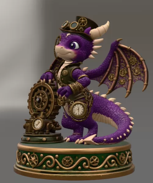 Clockwork Fantasy Dragon STL for 3D Printing - Model preview 4