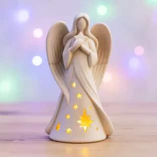 Angel Candle Holder | Christmas Guardian Angel Figurine | Lucky - Model thumbnail 7
