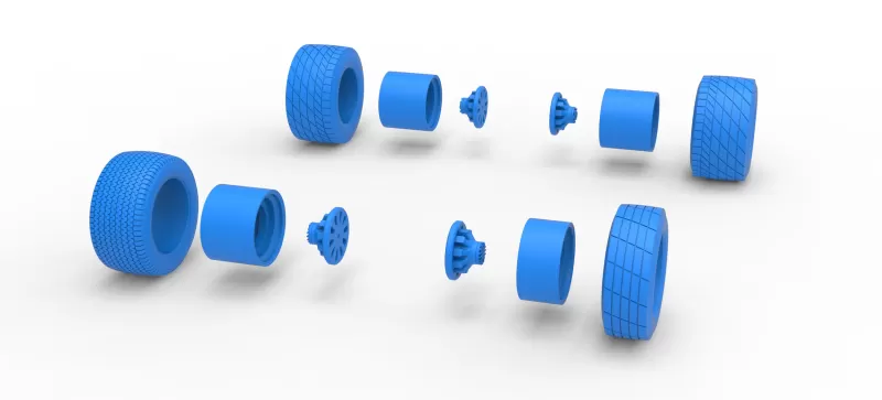 Wheel Set of Vintage Dirt Modified stock car Scale 1:25 - Model preview 11