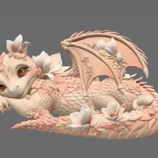 Peach Baby Blossom Dragon STL File for 3D Print - Model thumbnail 7