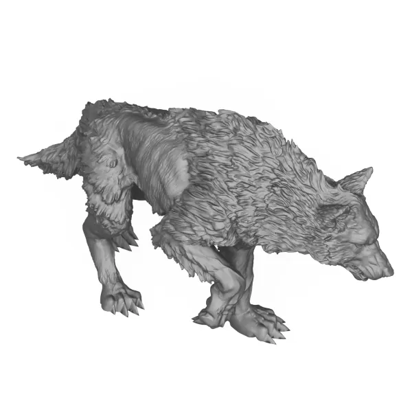 Wild Dire Wolf 3D Print Model - Model preview 3