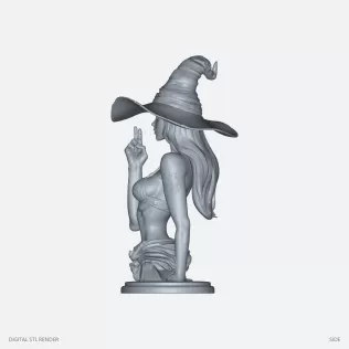 Wide-Brim Witch Bust - STL - Model thumbnail 3