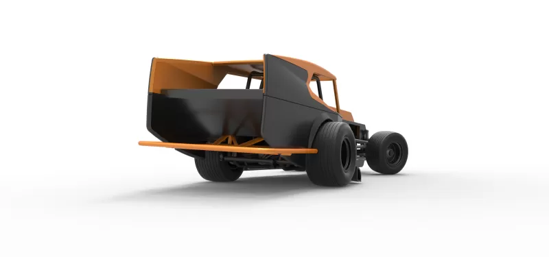 Vintage Dirt Modified stock car Version 5 while turning 1:25 - Model preview 19
