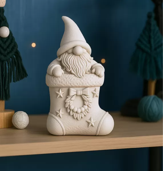 Gnome in Christmas Stocking | Adorable Holiday Ornament | Cozy - Model preview 5