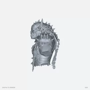 Horned Armored Demon Bust with Chains - STL - Model thumbnail 3
