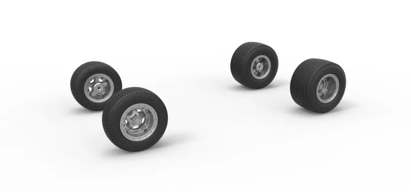 Wheel set of Northeast Dirt Modified stock car V2 Scale 1:25 - Model preview 1