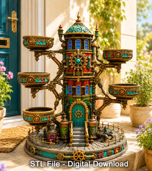 Steampunk Key & Jewelry Organizer STL File for 3D Print - Model preview 1
