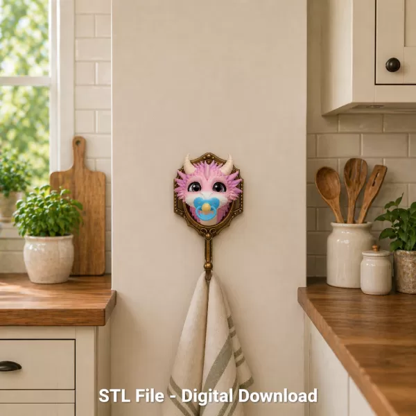 Baby Dragon Wall Hook STL File for 3D Printing - Model preview 1