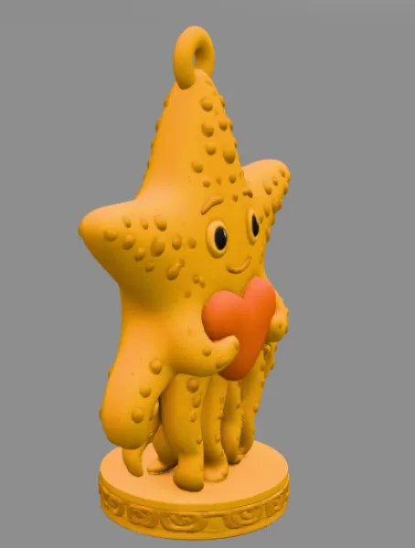 Cute Starfish with Heart – 3D Printable STL File - Model preview 6