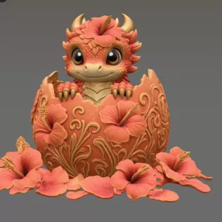 Hibiscus Hatchling Dragon STL File for 3D Print - Model thumbnail 6
