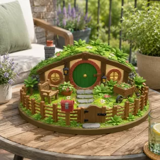 Cozy Hobbit Garden Cottage STL File for 3D Print - Model thumbnail 3
