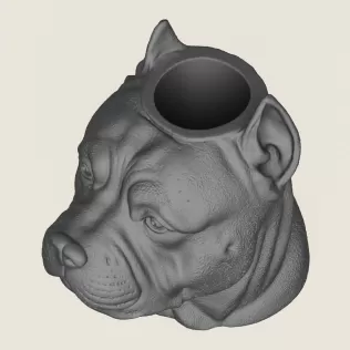 Pit Bull Dog Face Vase Print Ready 3D Model - Model thumbnail 2