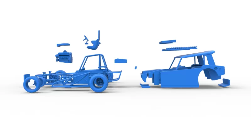 Vintage Dirt Modified stock car Version 6 Scale 1:25 - Model preview 29