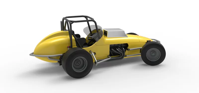 Dirt Silver Crown Champ car while turning Version 2 Scale 1:25 - Model preview 20