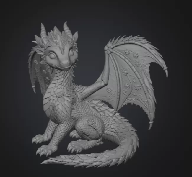 Blossom Meadow Dragon STL File for 3D Print - Model preview 8
