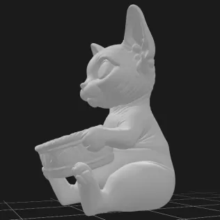 Sphynx Cat Holding a Gift Basket - Model thumbnail 3