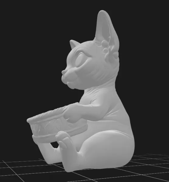 Sphynx Cat Holding a Gift Basket - Model preview 3