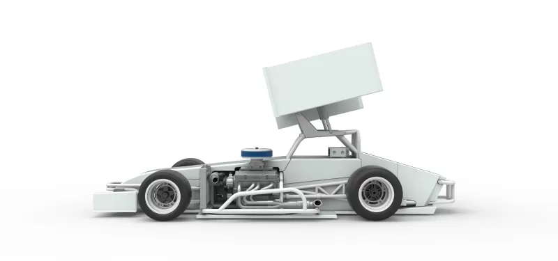 Supermodified front engine Winged race car V4 Scale 1:25 - Model preview 8