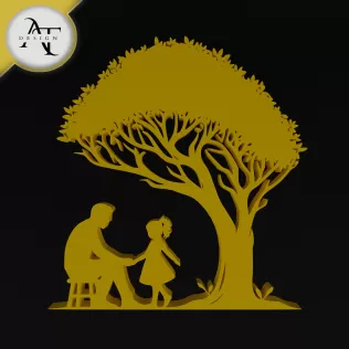 Dad and daughter - Silhouette - 2D Wall Art Decor
