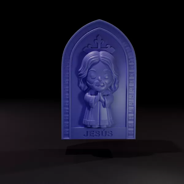 Stylized Jesus Christ Relief - 3D printable model - Model preview 2
