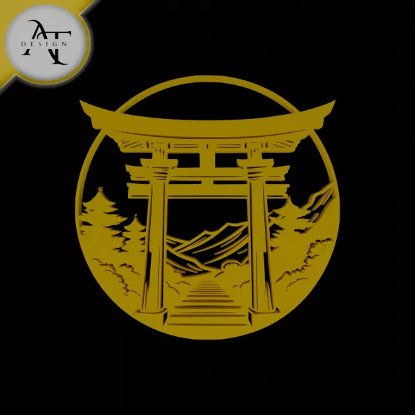 Torii Gates - Silhouette - 2D Wall Art Decor - Model preview 1