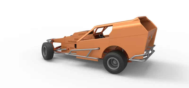 Vintage Dirt Modified stock car Version 3 while turning 1:25 - Model preview 12