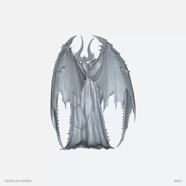 Winged Horned Warrior Statue - STL - Model preview 4