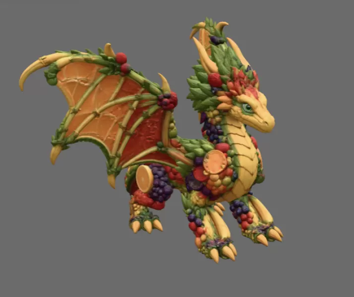 Fruit Harvest Dragon STL File for 3D Print - Model preview 7
