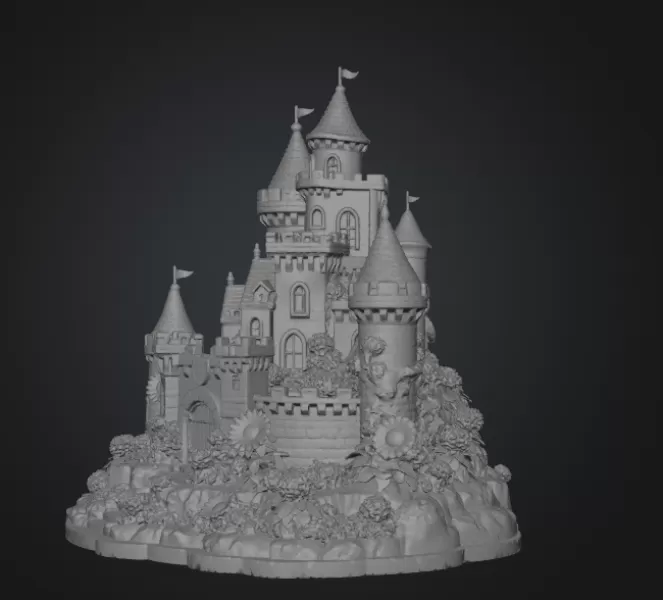 Sunflower Fantasy Castle STL File for 3D Print - Model preview 14
